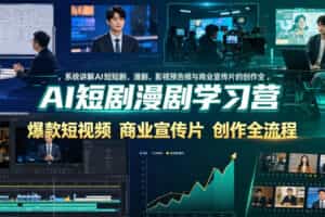 AI短剧漫剧学习营，系统讲解AI短剧、漫剧、影视预告片、爆款短视频与商业宣传片的创作全流程