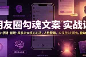 朋友圈勾魂文案实战课｜洗脑·悬疑·催眠·故事四大核心心法，吃透人性营销，实现朋友圈不销而售被动成交