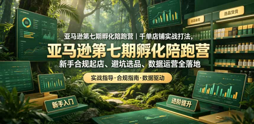 亚马逊第七期孵化陪跑营｜千单店铺实战打法，新手合规起店、避坑选品、数据运营全落地（更新0625）