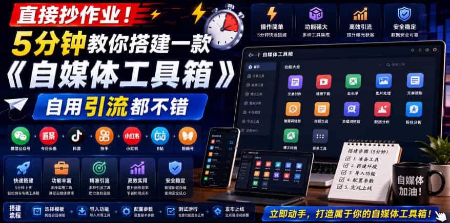 直接抄作业！5分钟教你搭建一款《自媒体工具箱》，自用引流都不错