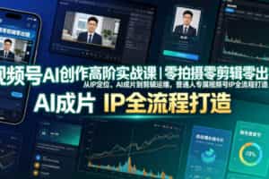 视频号AI创作高阶实战课｜零拍摄零剪辑零出镜，从IP定位、AI成片到剪辑运维，普通人专属视频号IP全流程打造