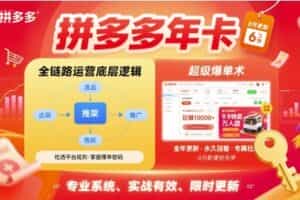 拼多多年卡，拼多多全链路运营底层逻辑，超级爆单术【更新26年6月】