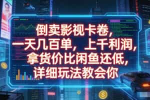 倒卖影视卡卷，拿货价比闲鱼还低，一天几百单，单日1k+利润，详细玩法教会你【揭秘】