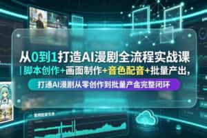 从0到1打造AI漫剧全流程实战课｜脚本创作+画面制作+音色配音+批量产出，打通AI漫剧从零创作到批量量产完整闭环