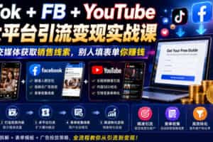 TikTok+FB+YouTube三大平台引流变现实战课，通过社交媒体获取销售线索，别人填表单你賺钱【原创双语字幕】