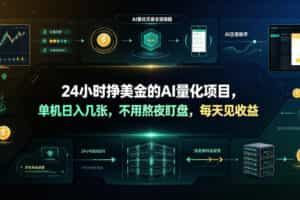 24小时挣美金的AI量化项目，单机日入几十美刀，不用熬夜盯盘，每天见收益【揭秘】