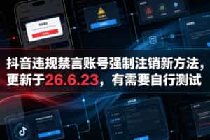 抖音违规禁言账号强制注销新方法，更新于26.6.23，有需要自行测试