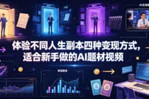 体验不同人生副本四种变现方式，适合新手做的AI题材视频