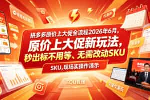 拼多多原价上大促全流程，原价上大促新玩法，秒出标不用等、无需改动SKU，现场实操演示（2026年6月）