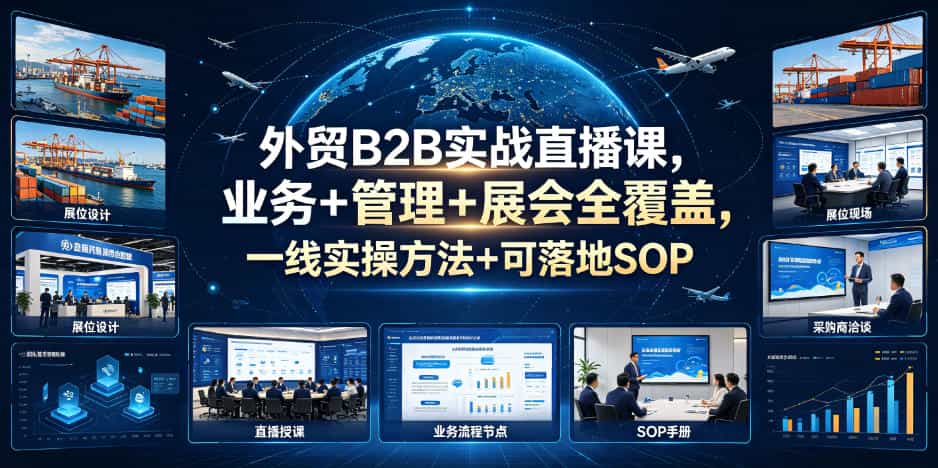 外贸B2B实战直播课，业务+管理+展会全覆盖，一线实操方法+可落地SOP