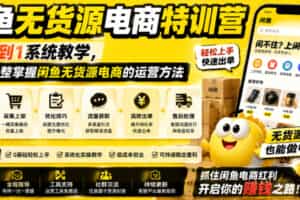 闲鱼无货源电商特训营，从0到1系统教学，帮你完整掌握闲鱼无货源电商的运营方法