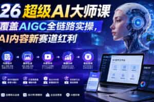 2026超级AI大师课，完整覆盖AIGC全链路实操，抢占AI内容新赛道红利