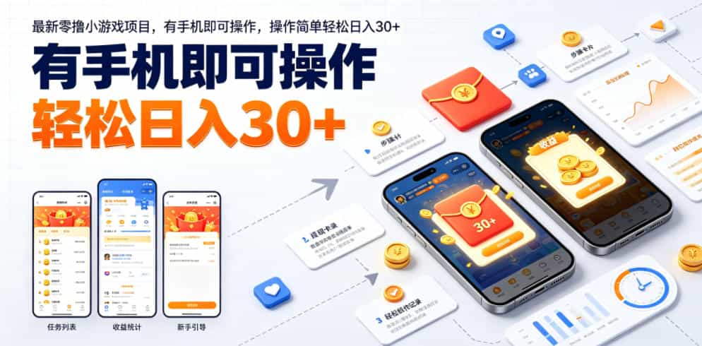 最新零撸小游戏项目，有手机即可操作，操作简单轻松日入30+