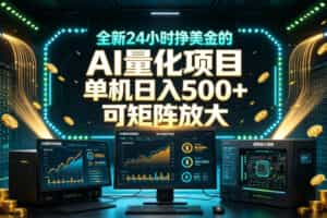 全新24小时挣美金的AI量化项目，单机日入500+，每天见收益，可矩阵放大【揭秘】