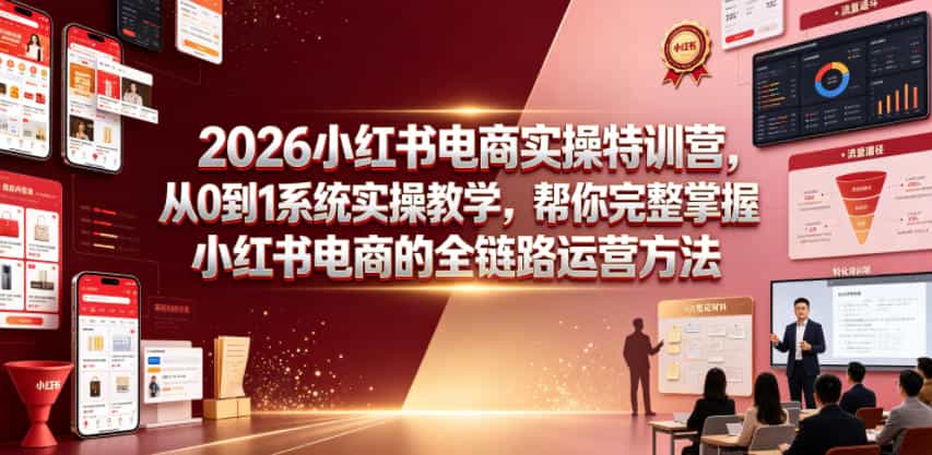 2026小红书电商实操特训营，从0到1系统实操教学，帮你完整掌握小红书电商的全链路运营方法