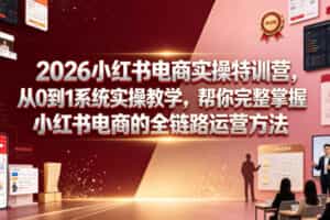 2026小红书电商实操特训营，从0到1系统实操教学，帮你完整掌握小红书电商的全链路运营方法