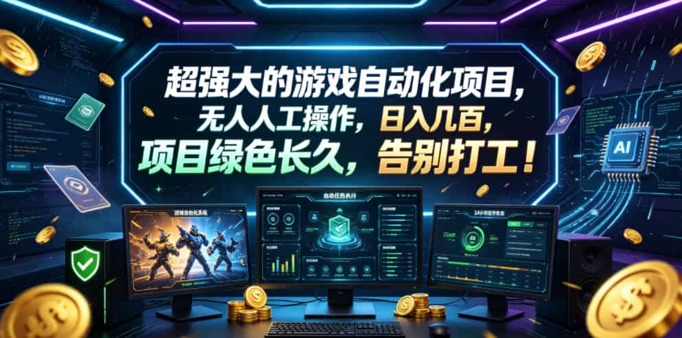 超强大的游戏自动化项目，无人人工操作，日入几百，项目绿色长久，告别打工！【揭秘】