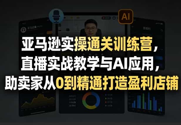 亚马逊实操通关训练营，直播实战教学与AI应用，助卖家从0到精通打造盈利店铺（更新6月18日）