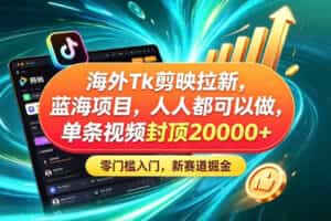 海外TK剪映拉新蓝海赛道！零门槛普通人可上手，单条视频收益上限2W+