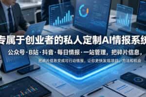 专属于创业者的私人定制AI情报系统，公众号·B站·抖音·每日情报·一站管理，把碎片信息变成可行动情报，让你更快发现项目、方法和机会