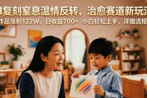 AI复刻窒息温情反转，治愈赛道新玩法，9条作品涨粉122W，日收益700+ 小白轻松上手，详细流程拆解