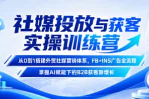 社媒投放与获客实操训练营，从0到1搭建外贸社媒营销体系，FB+INS广告全流程，掌握AI赋能下的B2B获客新增长