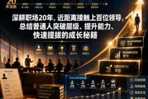 付费文章：深耕职场20年，近距离接触上百位领导，总结普通人突破层级、提升能力、快速提拔的成长秘籍（全网独家干货）