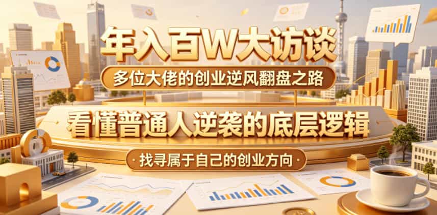 年入百W大访谈，多位大佬的创业逆风翻盘之路，看懂普通人逆袭的底层逻辑，找寻属于自己的创业方向（更新0615）