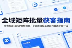 全域矩阵批量获客指南：全套标准化SOP文档合集，多渠道风控基建起号截流扩量打法