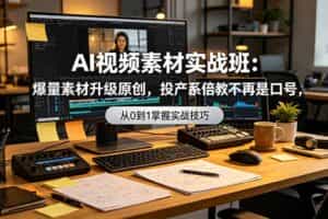 （19085期）AI视频素材实战班：爆量素材升级原创，投产翻倍不再是口号，0-1系统教学实战落地