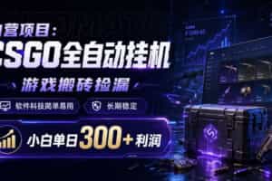 自营项目：CSGO全自动挂G，游戏搬砖捡漏，软件科技简单易用，长期稳定，小白单日300+利润【揭秘】
