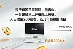 （19095期）近年最稳挂机副业，一台设备轻松增收。早开晚关，电脑挂机每日稳定收益200+