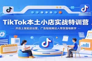 TikTok本土小店实战特训营：开店上架起店运营，广告短视频达人带货落地教学