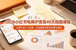 （19103期）2026小红书电商IP变现40天陪跑课程-11期，从零打造个人品牌，全流程教学账号运营与变现