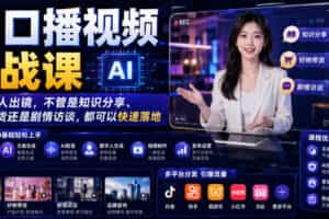 AI口播视频实战课，不用真人出镜，不管是知识分享、好物带货还是剧情访谈，都可以快速落地