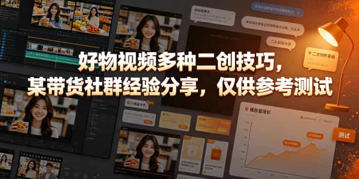 好物视频多种二创技巧，某带货社群经验分享，仅供参考测试