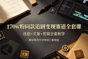（19123期）170w粉博主同款追剧变现赛道全套课，选剧+文案+剪辑全套教学，解锁精选伙伴收徒三重收益