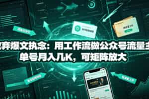 放弃爆文执念：用工作流做公众号流量主，单号月入几K，可矩阵放大