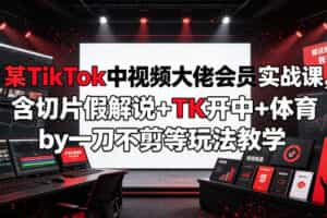 某TikTok中视频大佬会员实战课，含切片假解说+TK开中+体育by一刀不剪等玩法教学
