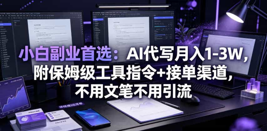 小白副业首选：AI代写月入1-3W，附保姆级工具指令+接单渠道，不用文笔不用引流【揭秘】