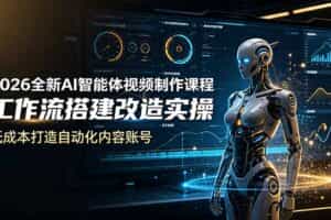 （19127期）2026全新AI Codex智能体视频制作课程，工作流搭建改造实操，低成本打造自动化内容账号
