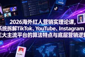 2026海外红人营销实理论课，系统拆解TikTok、YouTube、Instagram三大主流平台的算法特点与底层营销逻辑