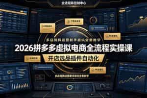 （19136期）2026拼多多虚拟电商全流程实操课，开店选品插件自动化，多店矩阵运营新手避坑全套教学