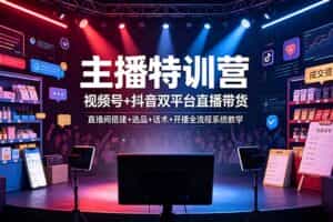（19140期）主播特训营：视频号+抖音双平台直播带货，直播间搭建+选品+话术+开播全流程系统教学
