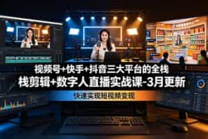 （19146期）视频号+快手+抖音三大平台的全栈剪辑+数字人直播实战课-3月更新：快速实现短视频变现