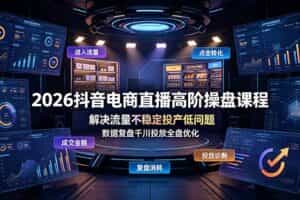 （19159期）2026抖音电商直播高阶操盘课程，解决流量不稳定投产低问题，数据复盘千川投放全盘优化