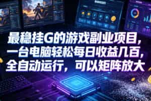 （19161期）低成本网游挂机项目，单号保底日入100左右，可矩阵放大！合法合规！