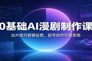 0基础AI漫剧制作课：出片技巧剪辑运营，起号创作付费变现