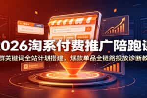 2026淘系付费推广陪跑课：人群关键词全站计划搭建，爆款单品全链路投放诊断教学