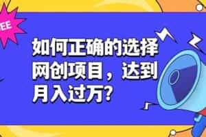 （19176期）如何正确的选择网创项目，达到月入过万？，本课程教你正确选择项目。